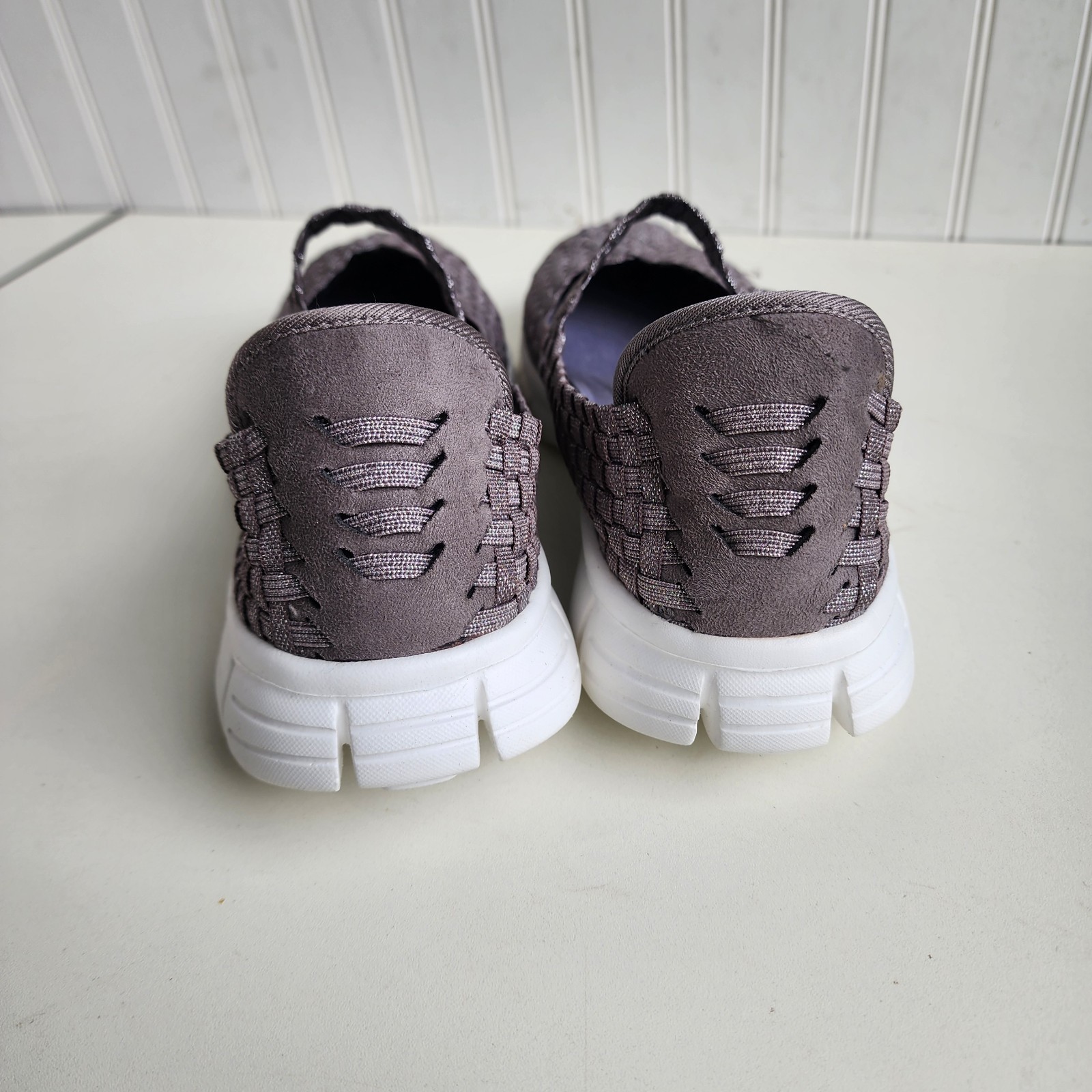 Comfortview Charcoal Gray Metalic Mary Jane Fabric Shoes Wide Relaxed Size 12W
