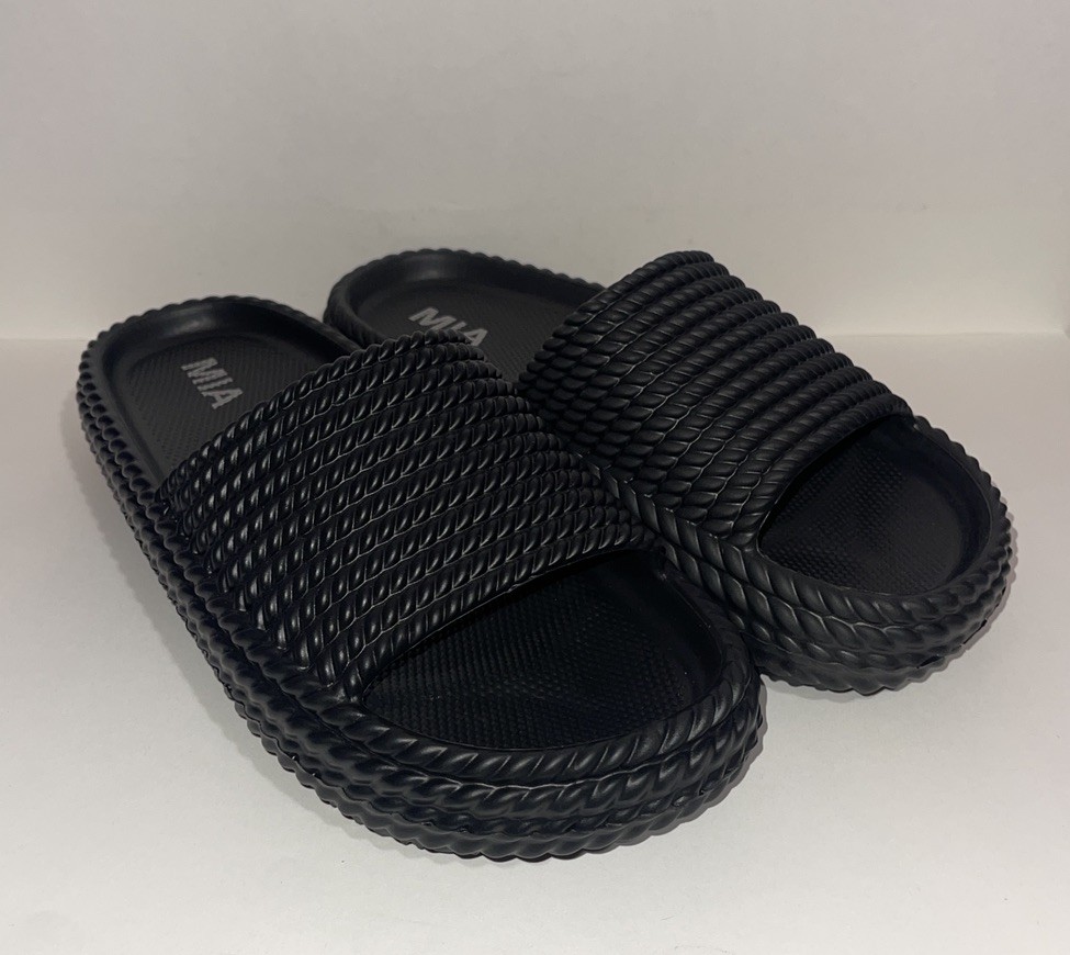 MIA BLK EVA Mismatch Slides Women Left 7 Right 8 Black Sandals House Shoes