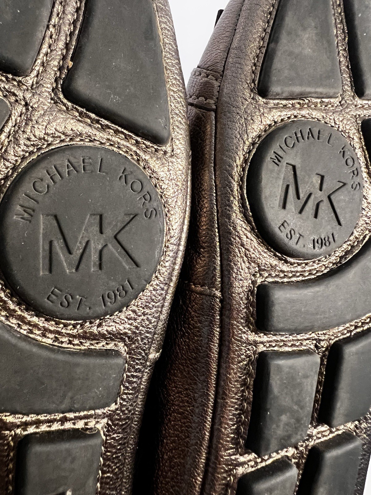 MICHAEL KORS Fulton Kiltie MOC Metallic Leather Logo Moccasins Flats Women’s 7