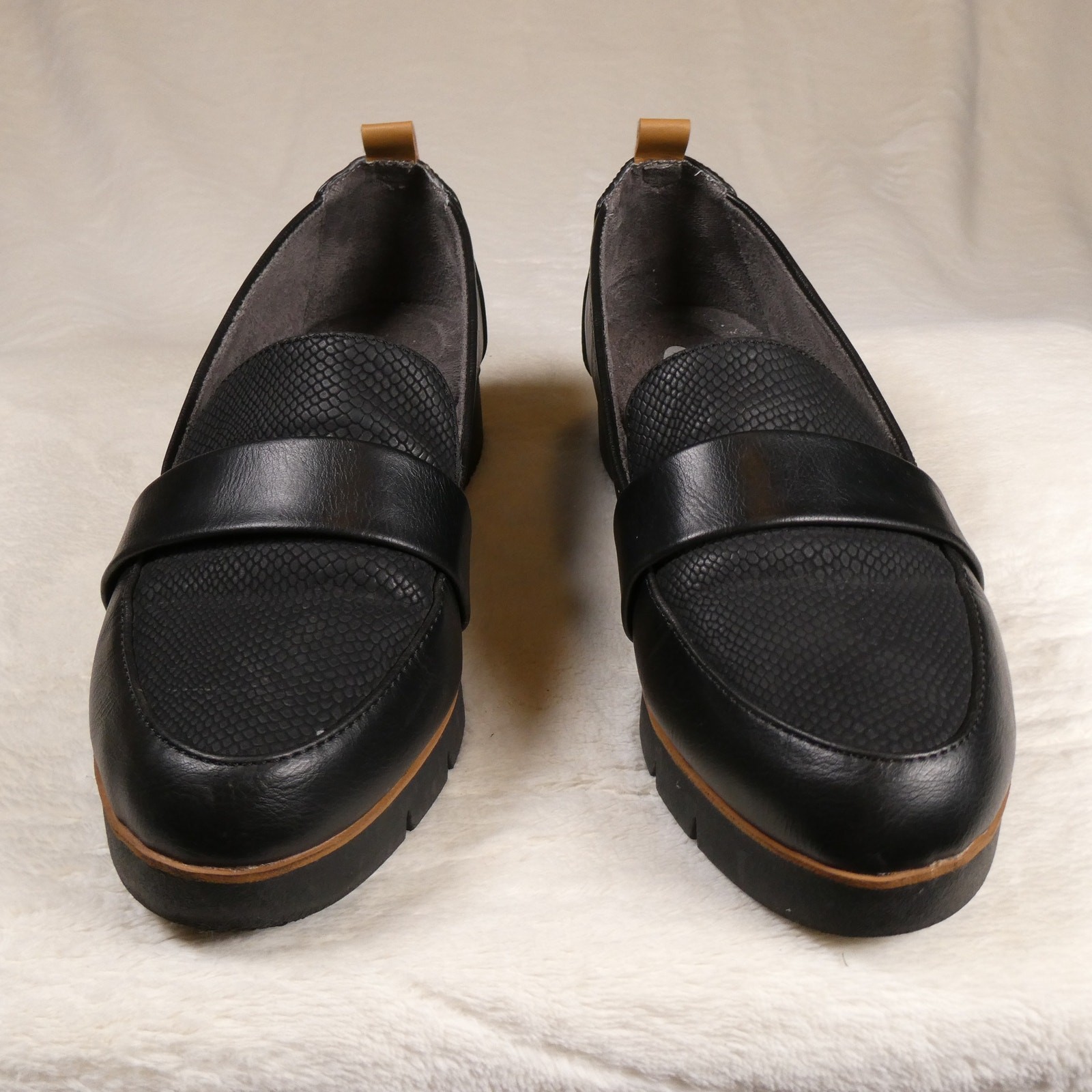 Dr Scholl’s Webster Loafer Sz 6 Platform Wedge Recycled Materials 70s Academic