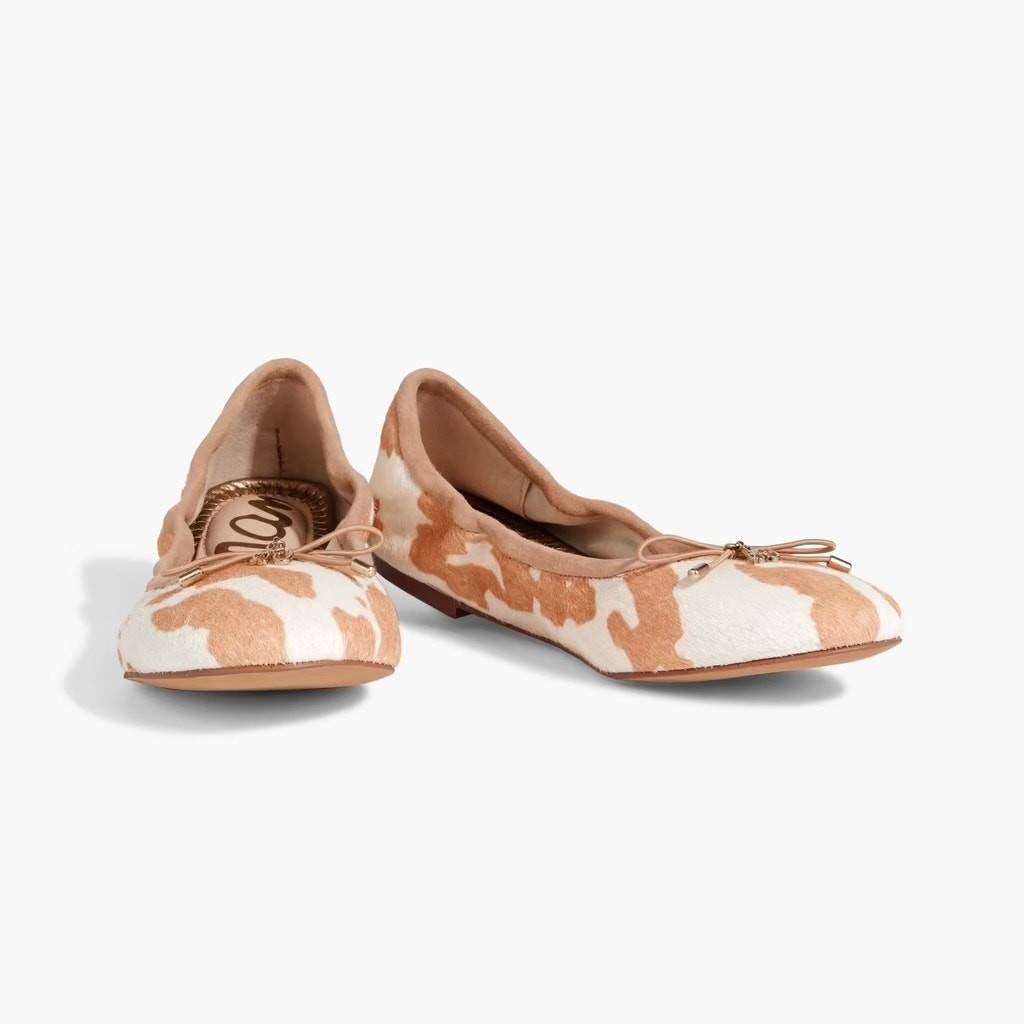 NIB Sam Edelman Felicia 9M Ballet Flats Printed Calf Hair Natural Ivory