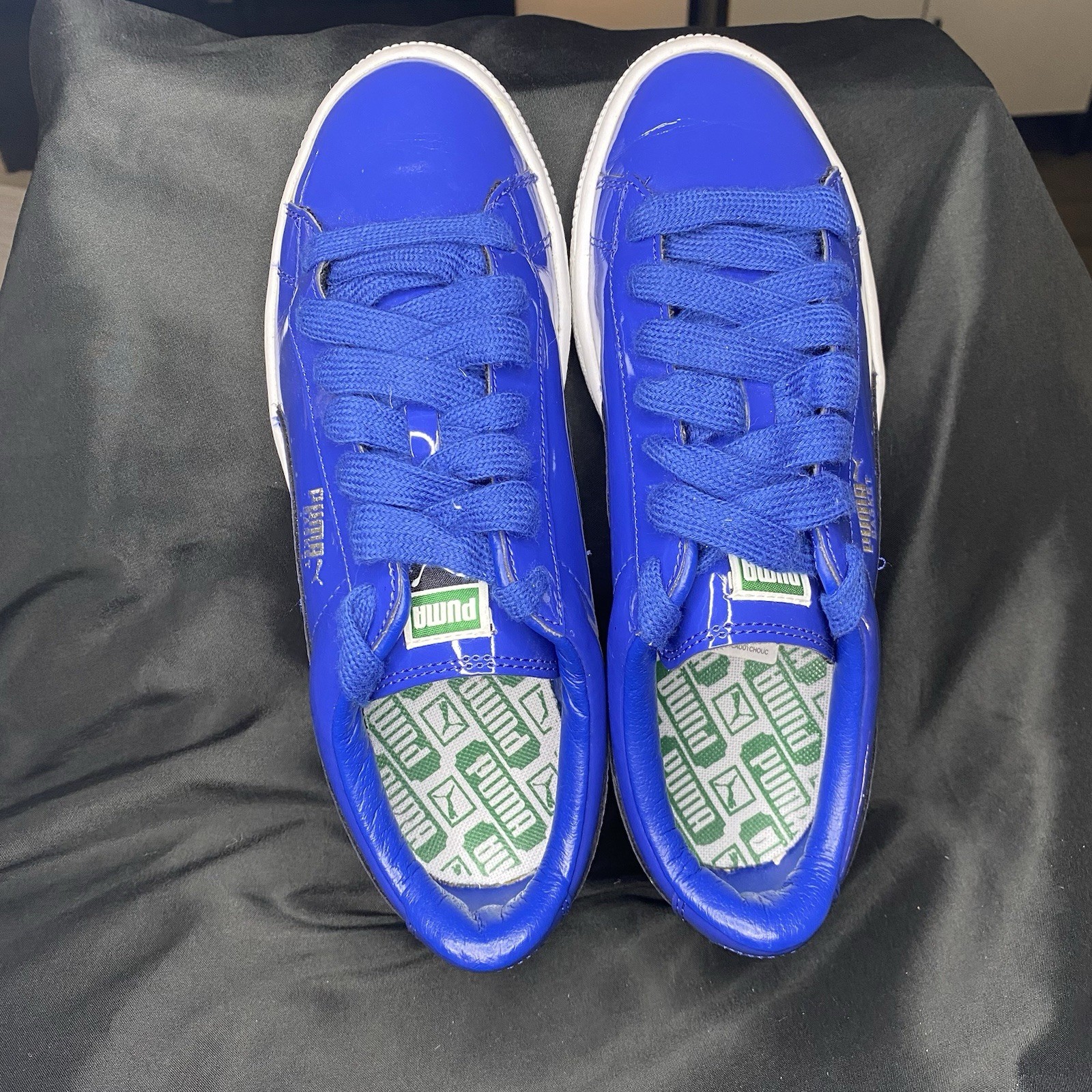 Puma Basket Classic Patent 358892 Royal Blue White Womens US 6 / EUR 38