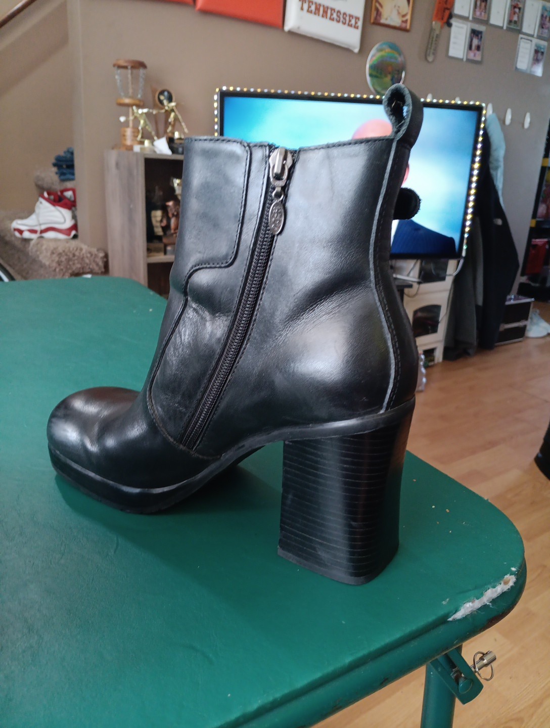 Womens Harley Davidson Zip Up Boots Black Leather Size 9