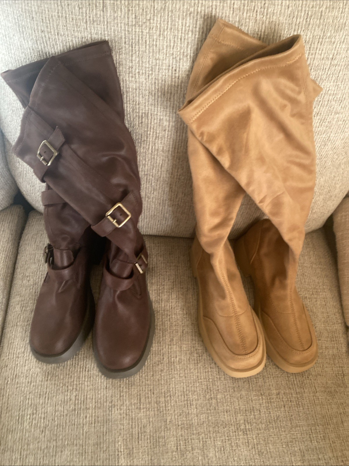 BC Footwear Brown Or Beige Suede Boots Women Shoes US 6 Knee High New