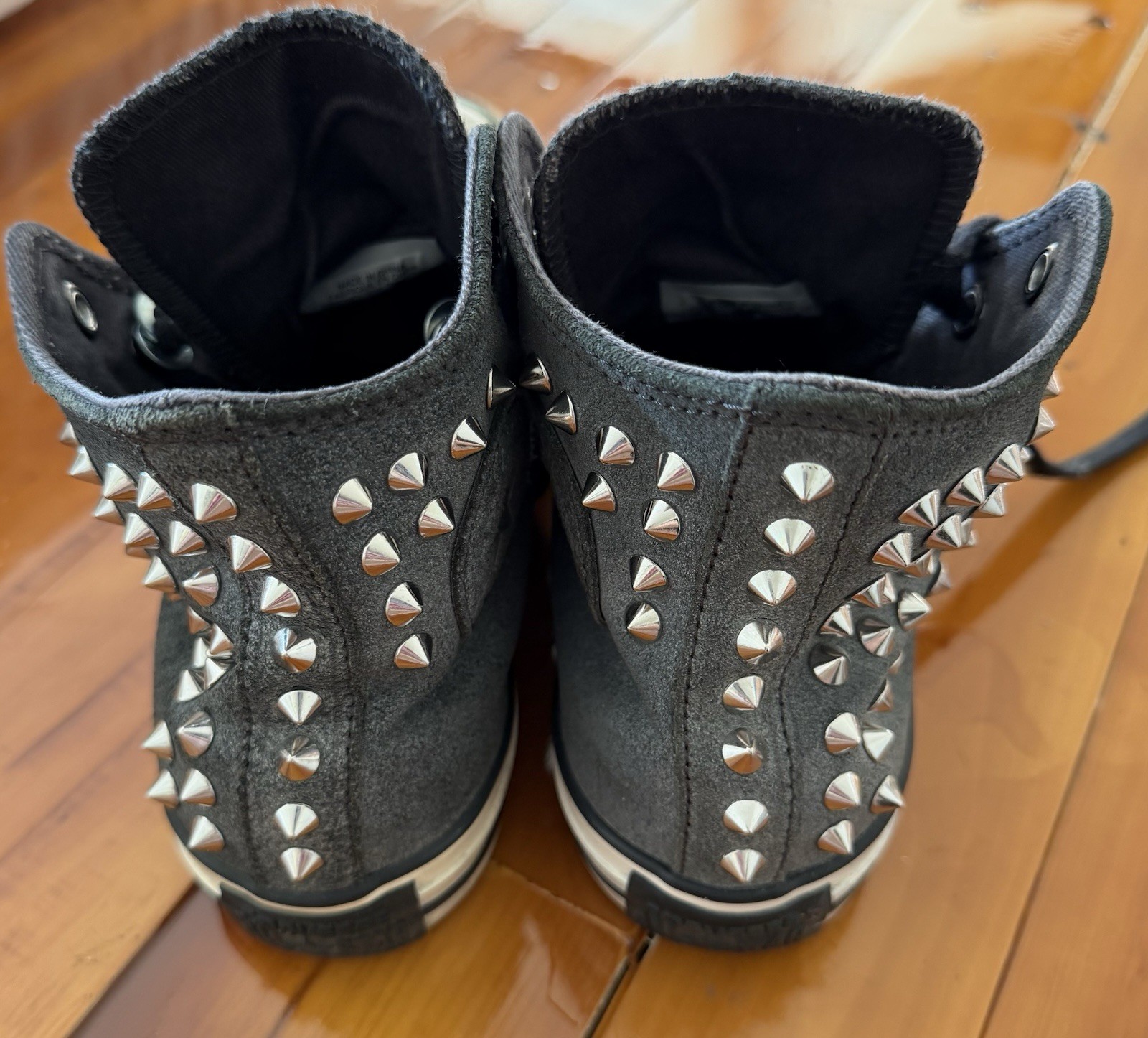 Converse Grey Studded Spike High Top Sneakers Women’s Size 7 Men’s 5