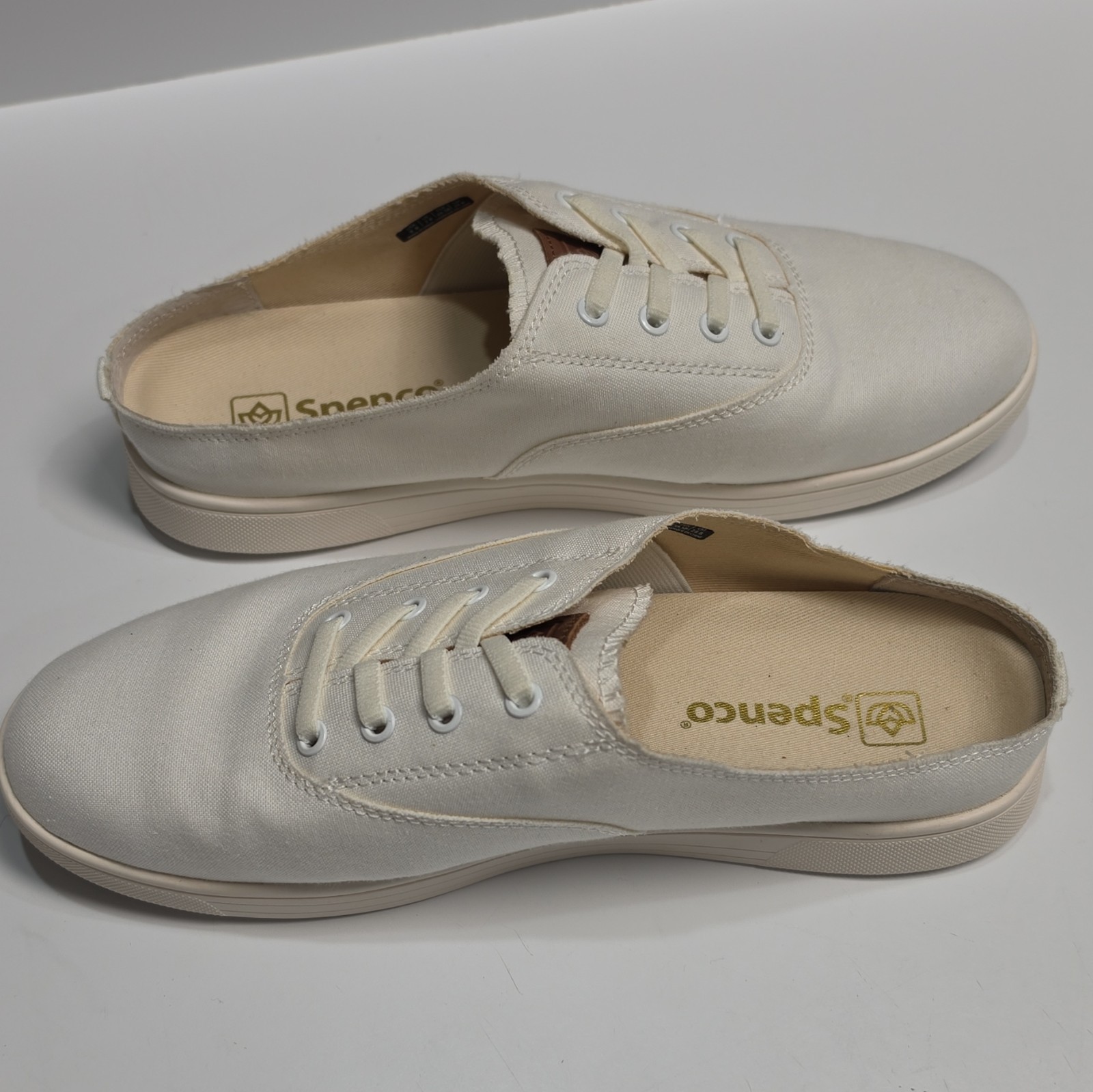 Spenco Women’s Beige Canvas Lace-Up Casual Sneakers Round Toe US 9 EU 39.5.