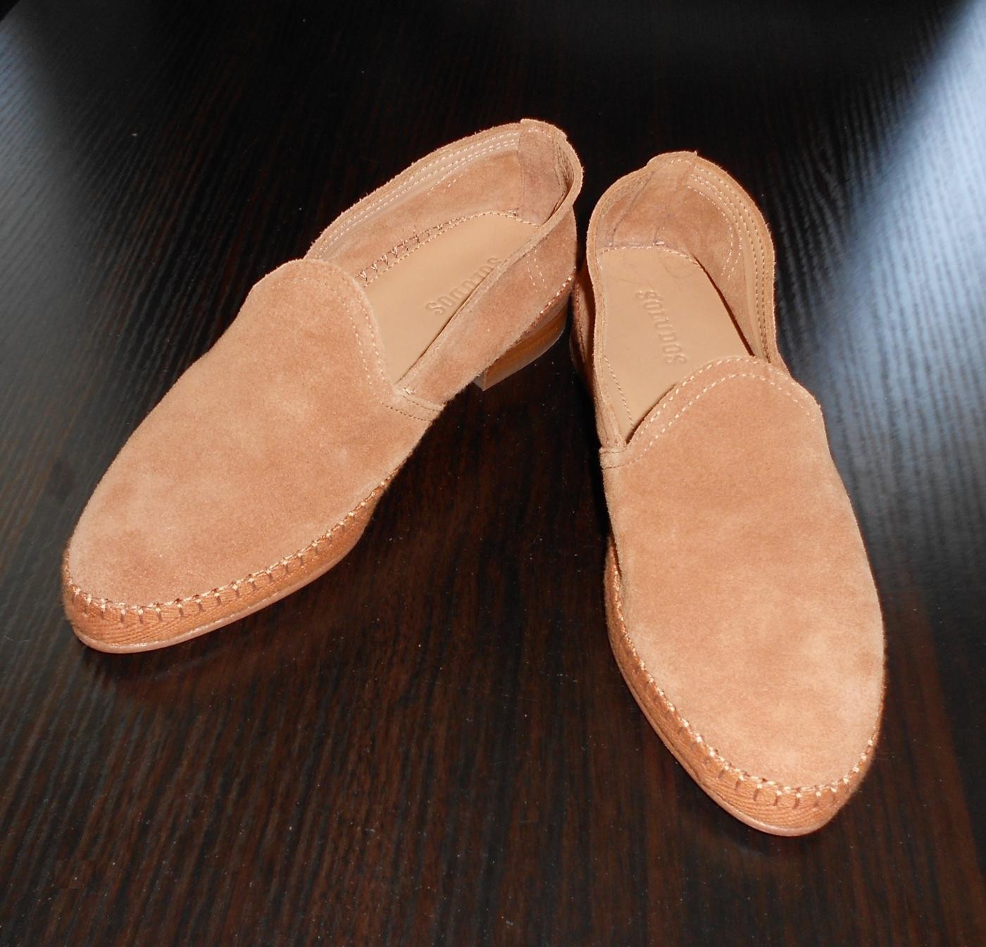 NEW Soludos Tan Suede Slip On Flats Loafer Women’s Size 5 with Block Heel