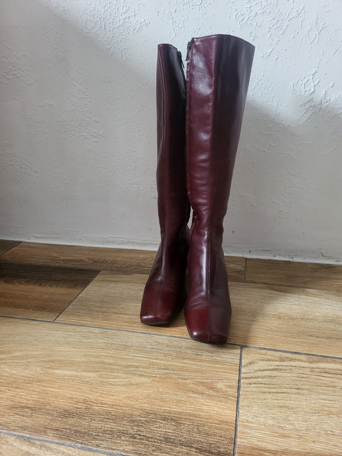 Ledies Boots Knee High Genuine Leather Shoes UK5.5 US7.5 EU38.5 Burgundy Italy