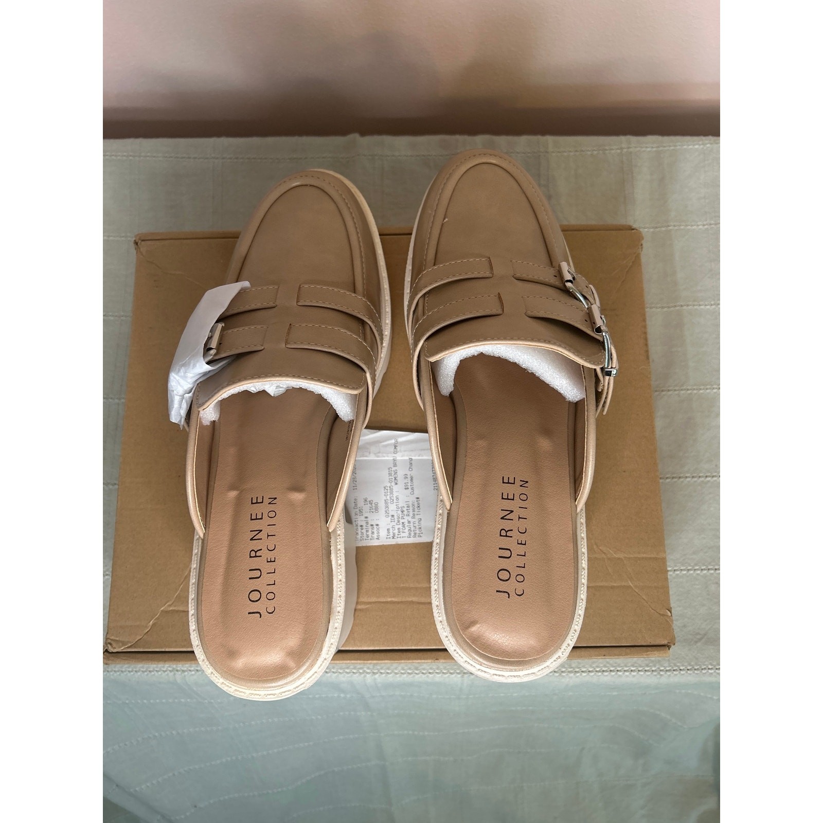 Journee Collection Brydie Women’s Tan Platform Mule Pump Tru Comfort Foam Sz 12
