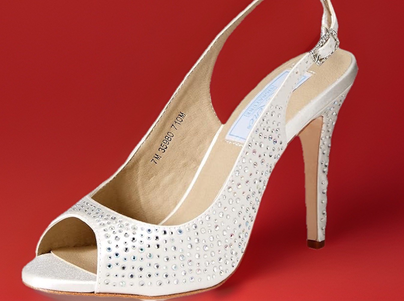 *Liz Rene Couture Sz 10 M Dorothy 710 Silky Satin Bridal Heels Dyeable White