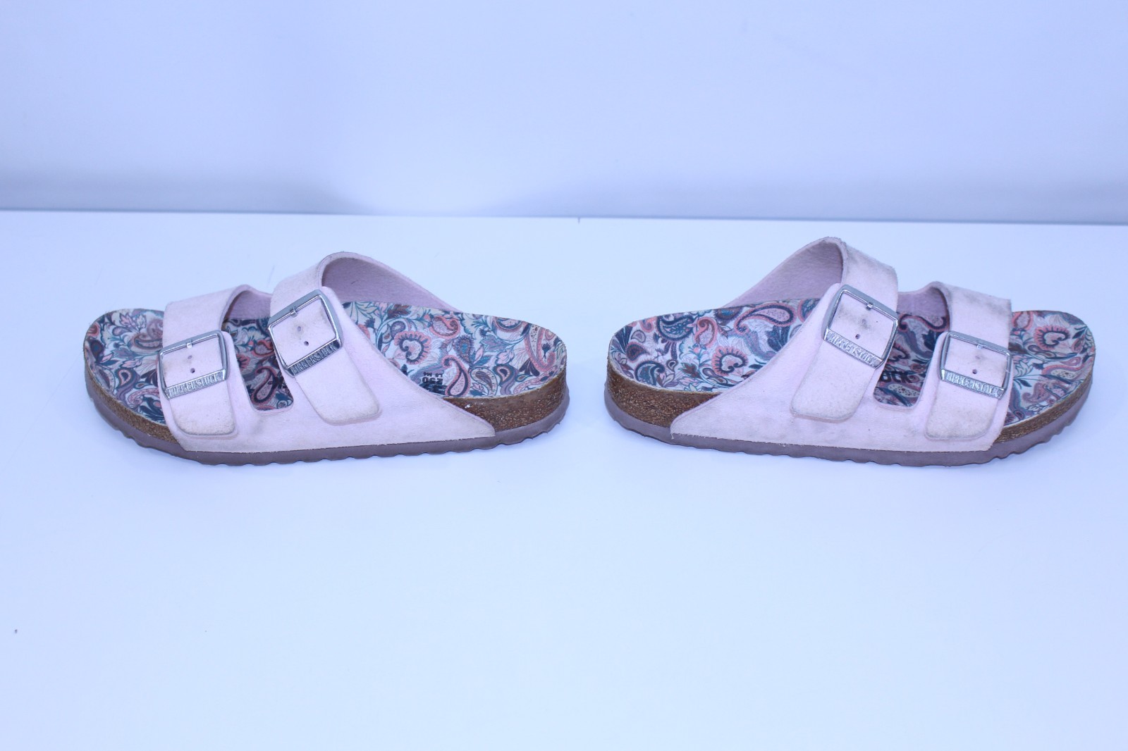 Women Birkenstock 39 Sandals Slip-On Shoes Germany Slides L8 M6 Paisley Pink GUC