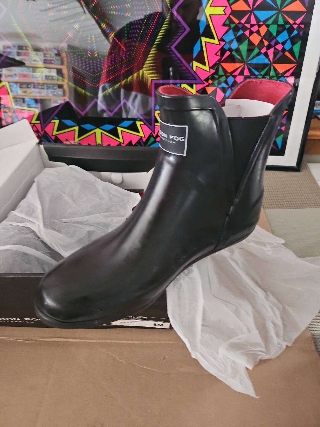 NIB London Fog Piccadilly Rain Boots, Women’s Size 8 M,SHINY black (#Trl8)