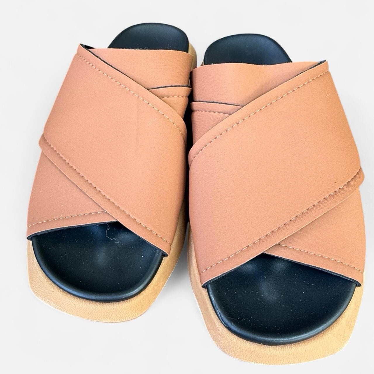 Onwuad Kris Tan Platform Slide Sandals Size AU6 /EU36 Cushioned Comfort