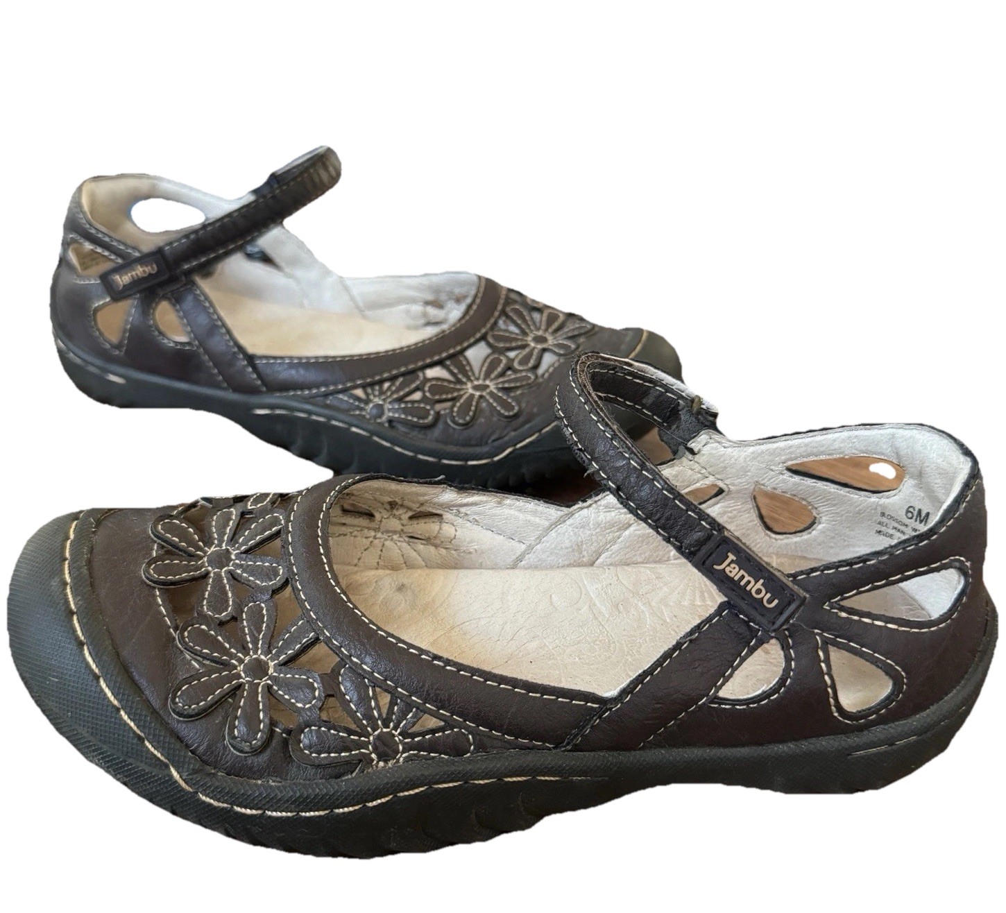 Jambu Blossom Shoes Womens 6 M Casual Adjustable Mary Jane Flats Brown