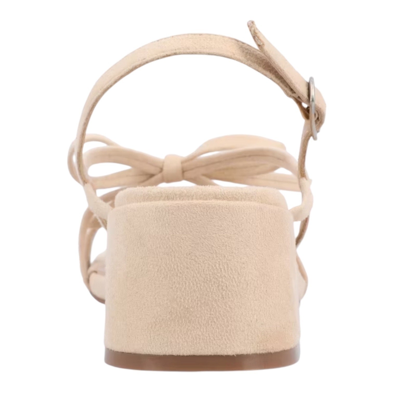 Journee Women’s Amity Bow Detail Strappy Block Heel Sandals Beige Size 11