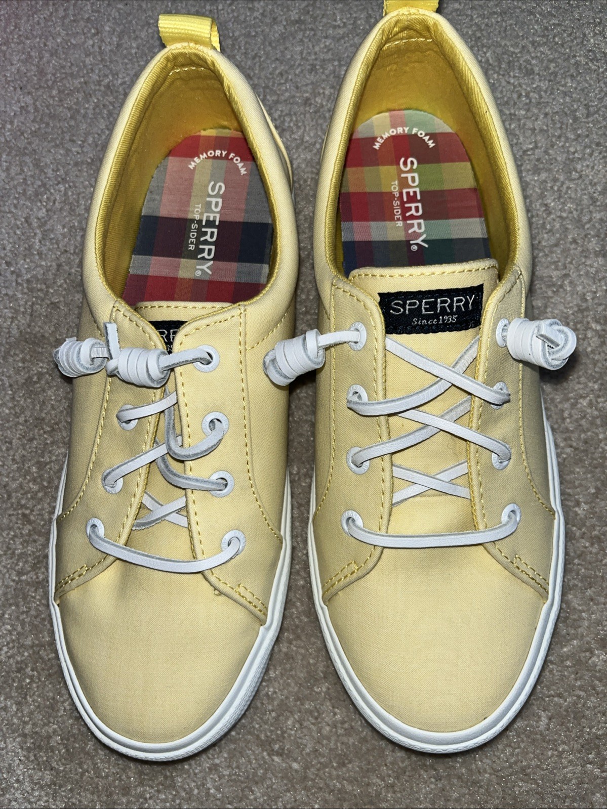 NIB Pier Wave LTT Memory Foam Sperry Top Sider Sneakers Size 8 Pale Yellow