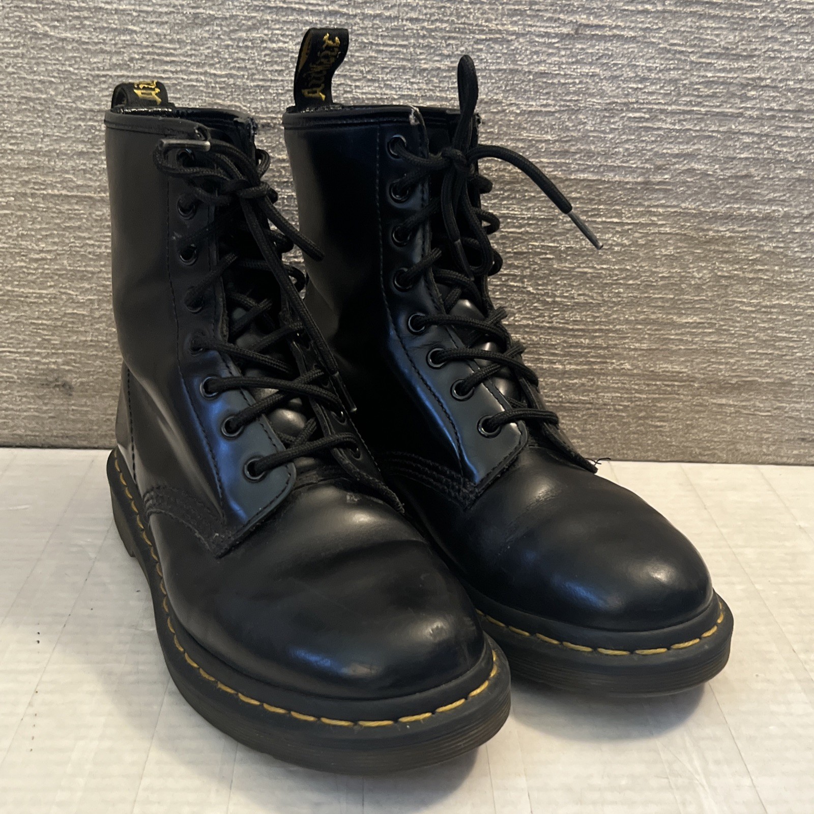 Dr. Martens 1460 W Combat Boots Black Smooth Leather Doc Martens Women’s 7 EUC