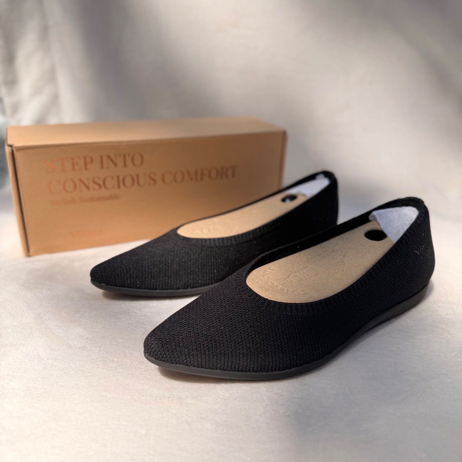VIVAIA Aria Cloudwalker Black Flats | EU 39 / US 8