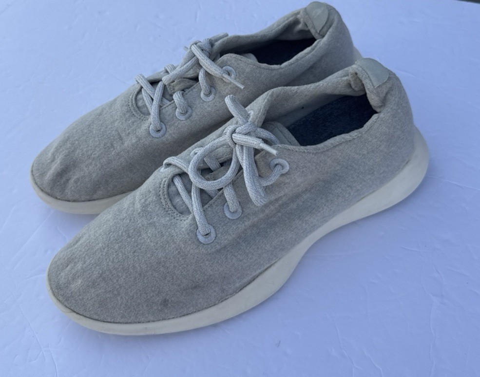 Allbirds The Wool Runners Women’s M11 Gray Yellow Merino Washable Sneakers