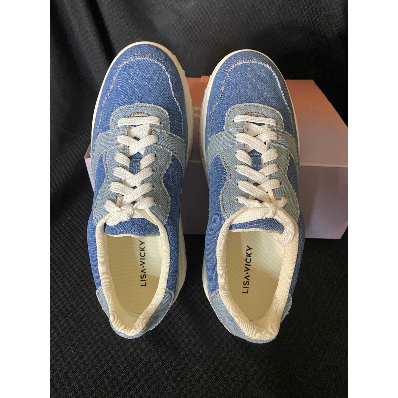 Lisa Vicky Pal-V Denim Platform Sneakers Blue Women’s Size 8 M New in Box