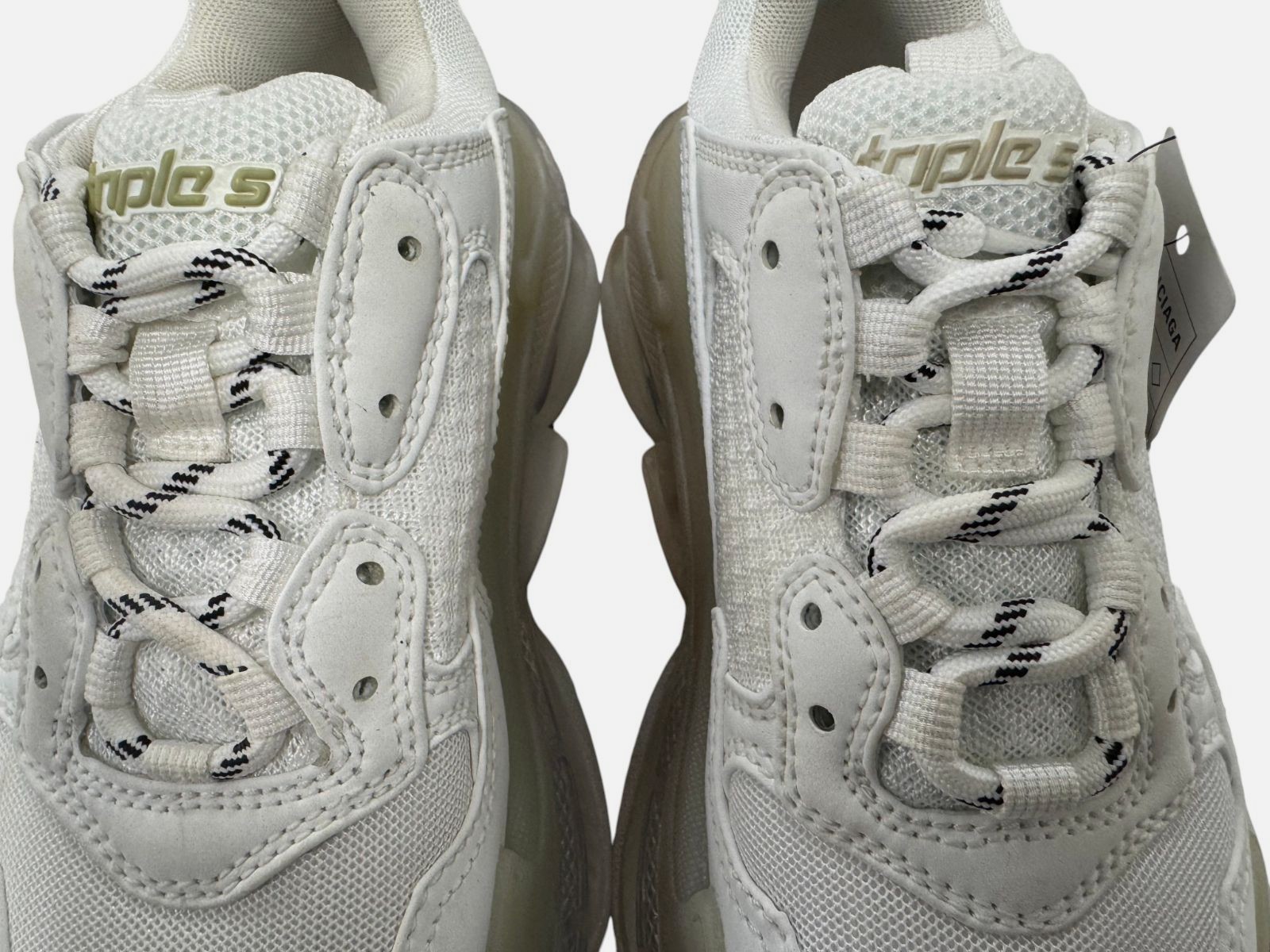 Balenciaga Women’s White Triple S Clear Sole Sneaker Shoes Size EU:37 US:7