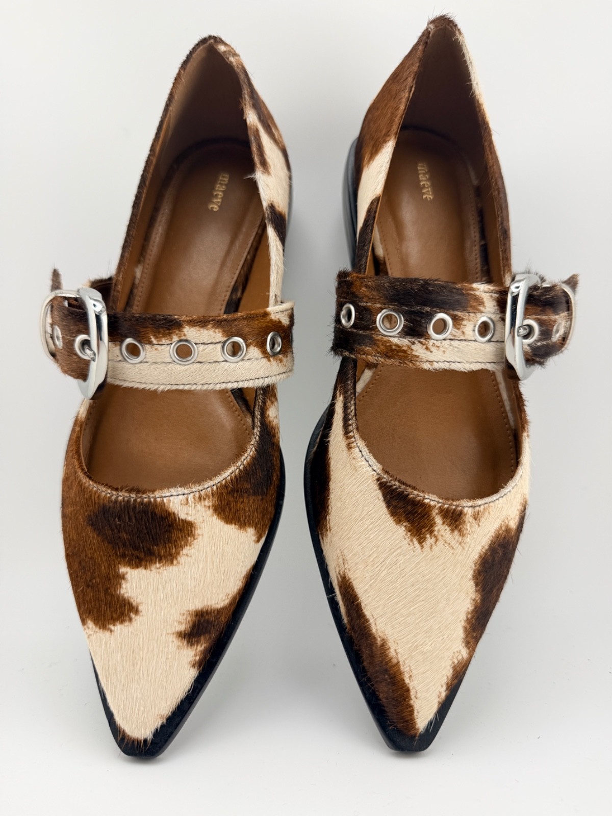 NEW Maeve Pointed-Toe Moto Mary Jane Flats Size US 8 / EU 39