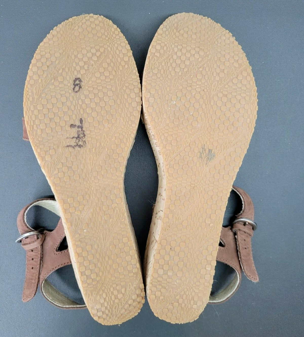Eddie Bauer Women’s Size 8.5 Leather Cork Wedges Open Toe Sandals Ankle Buckle