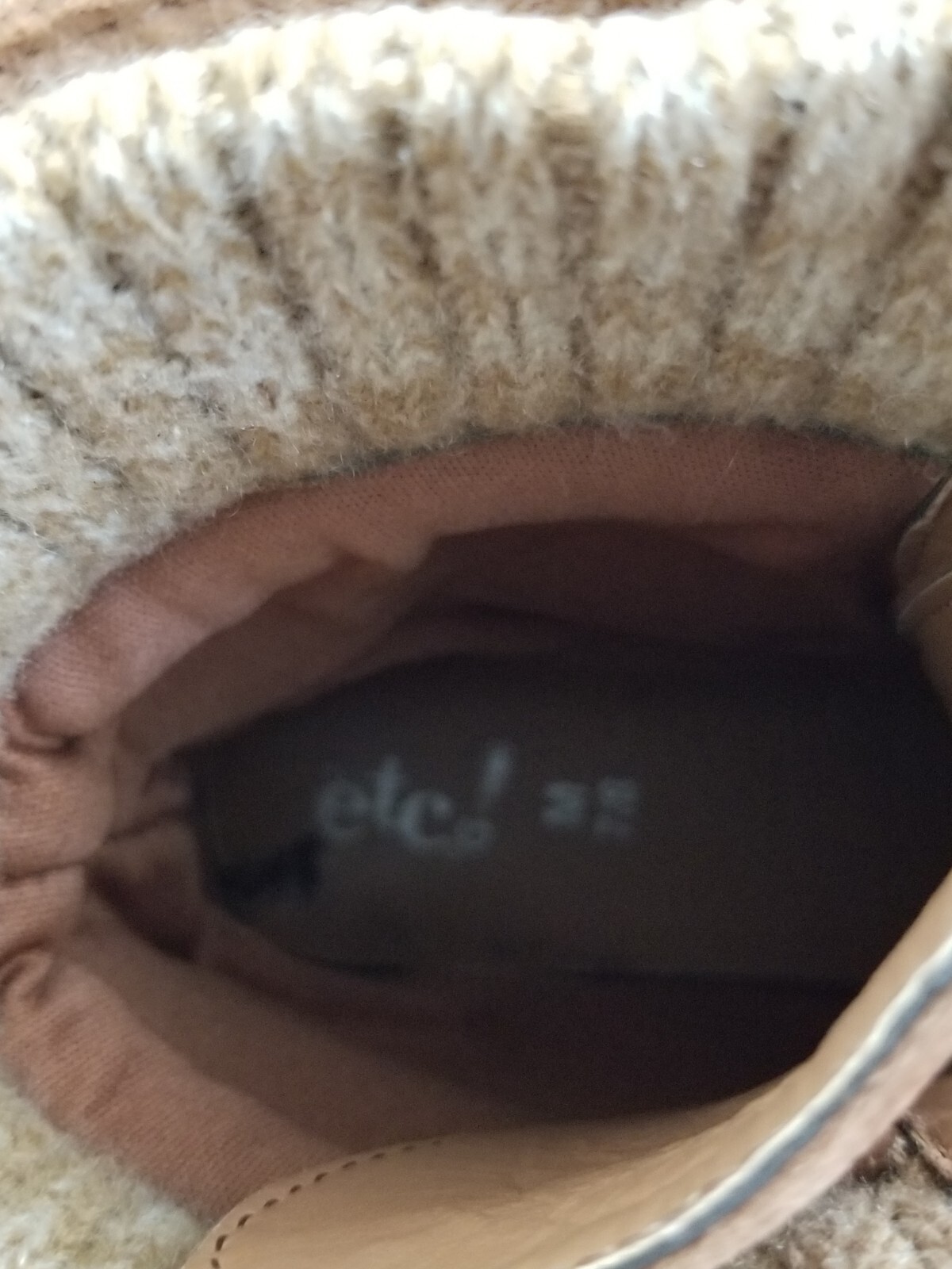 Rue 21 Etc! Ankle Boots, Light Brown Faux Leather & Fabric Top, Women’s 7/8 M