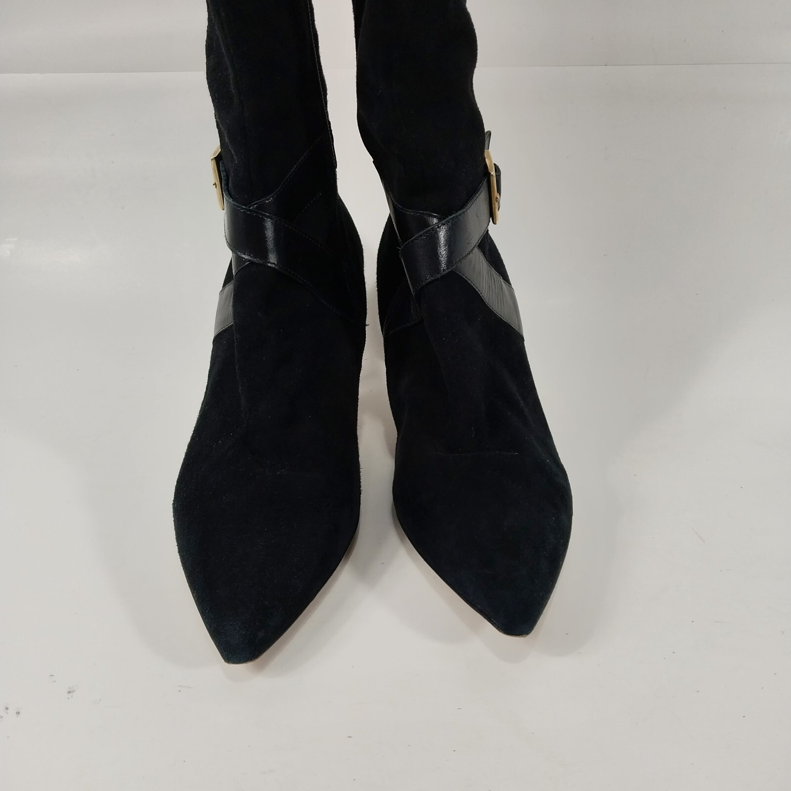 SAKS Fifth Avenue Boots Womens 9.5 Black Suede Medium 3″ Heel Stiletto Designer