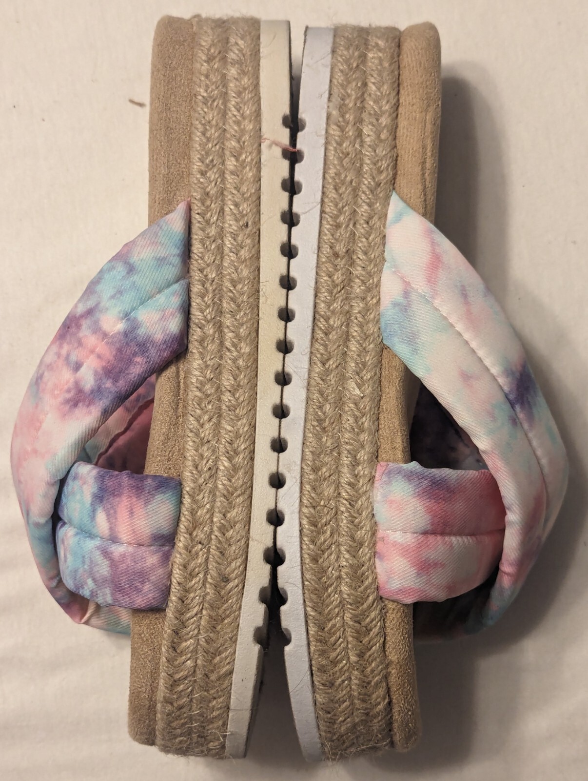 Olivia Miller Sandals Womens 8 Two X Strap Wedge Flip Flops Blue Pink