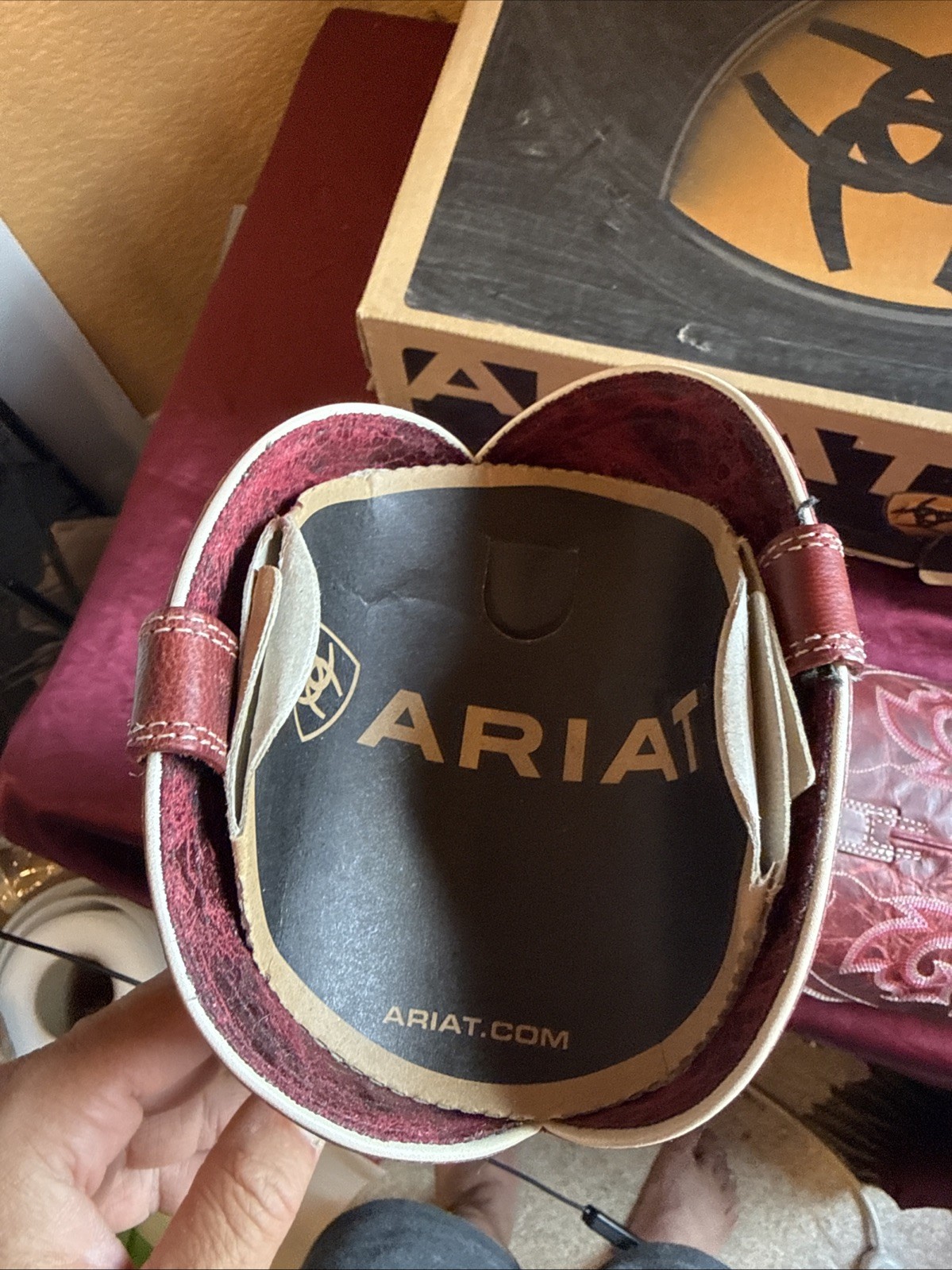 Ariat Ladies Alabama Boots Red Leather Stitched Style 10010978 Size 9.5 B