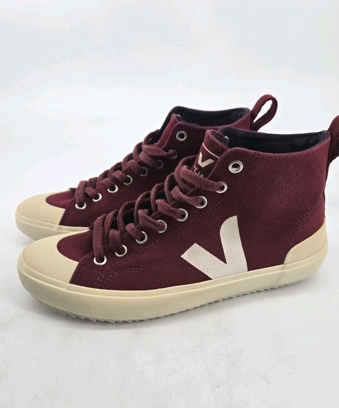 Veja Nova High Top Canvas Trainers Amarante Burgundy Shoes Anthropologie Sz 7