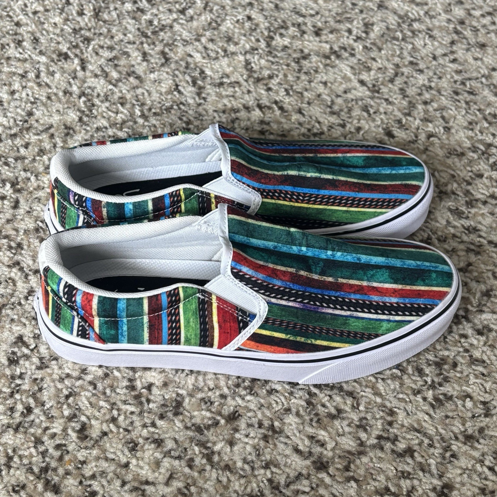 Yes We Vibe Colorful Canvas Shoes Striped Bohemian Boho Men’s 7 M Women’s 9 W