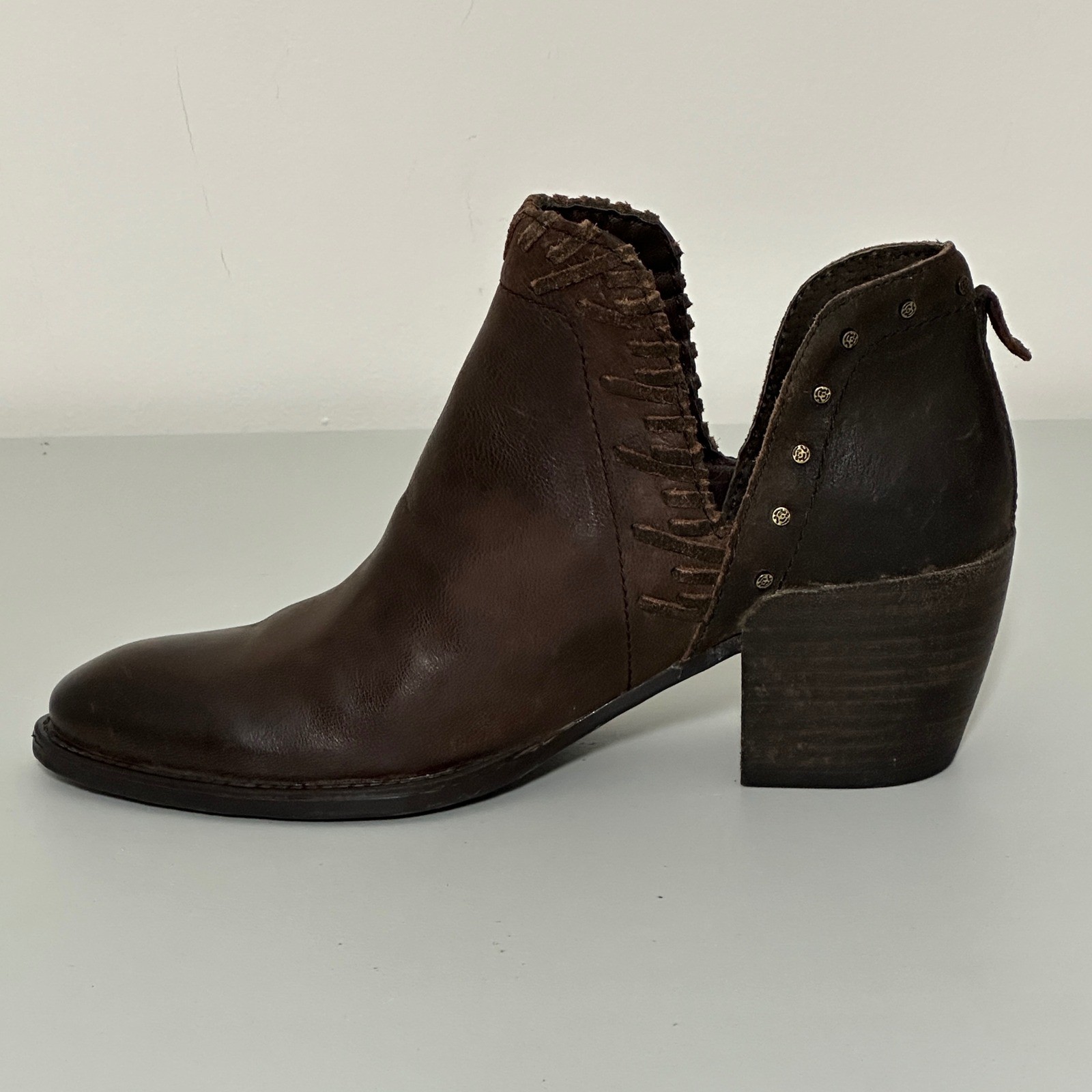 Otbt Women Boot 7.5M Santa Fe Bootie Coffee Bean Brown Studed Ankle Boho Western