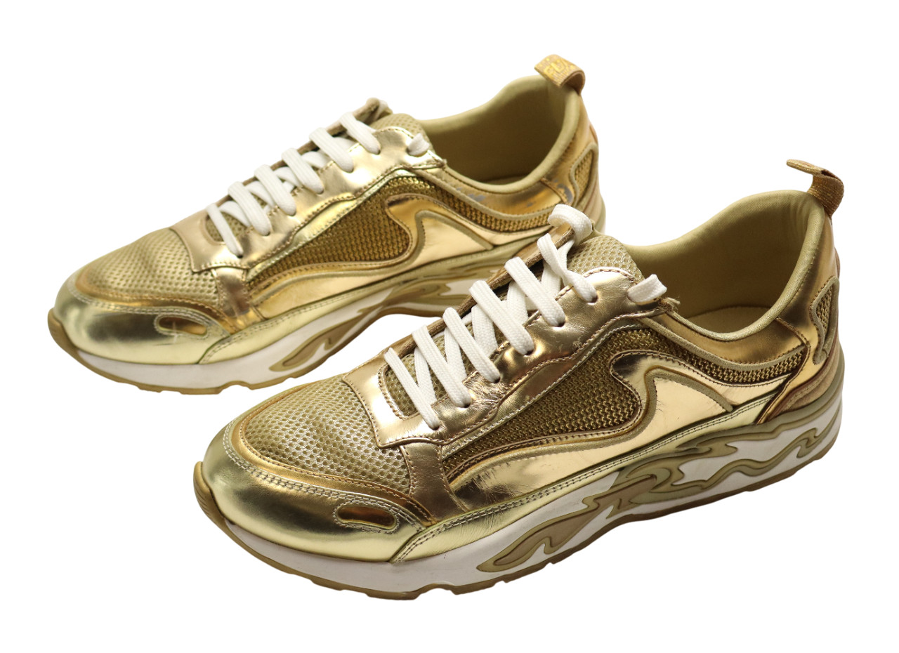 SANDRO Flame Sneakers Women’s EU 40 / UK 6.5 Leather Gold Tone Almond Toe