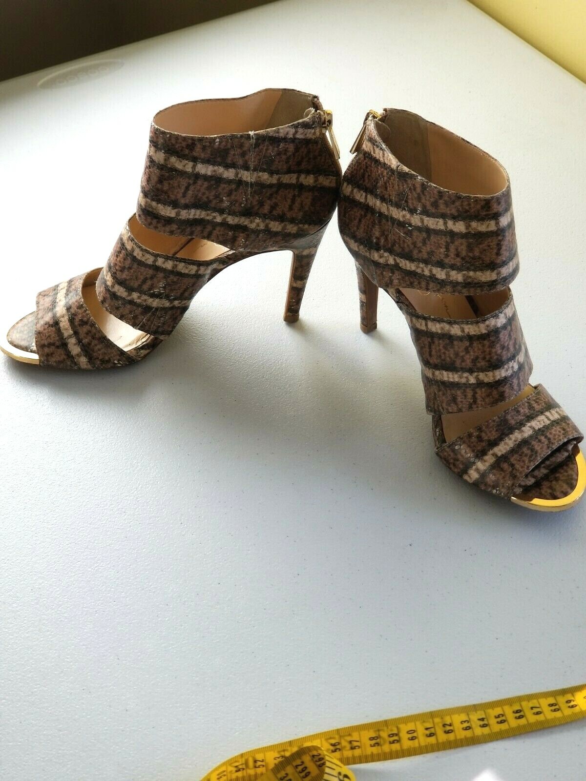 Jessica Simpson Womens Multicolor Beige Print Stiletto Sandals Size 8