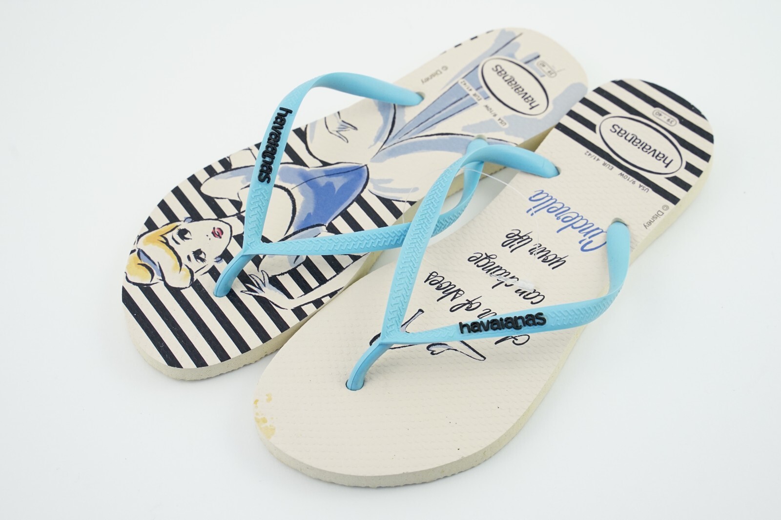 Cinderella Disney NWT! Havaianas Beige/Baby Sky Blue USA 9/10W 8M Sandals 41/42!