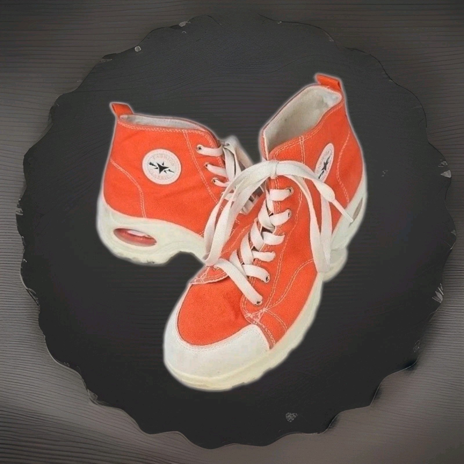 Fashion Classic Orange High Top Canvas Air Cushioned Heel Sneakers Size 40 – 8.5