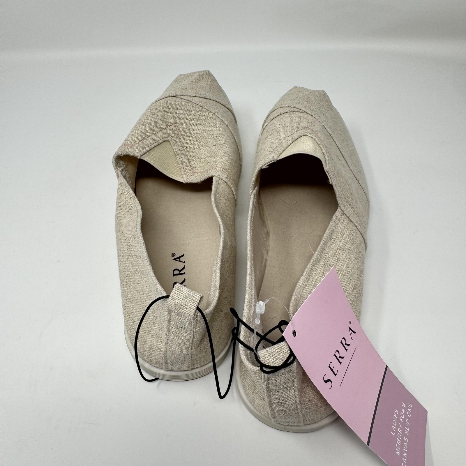 Serra Shoes Womens Size 10 Beige Canvas Slip On Flats Casual Lightweight Travel