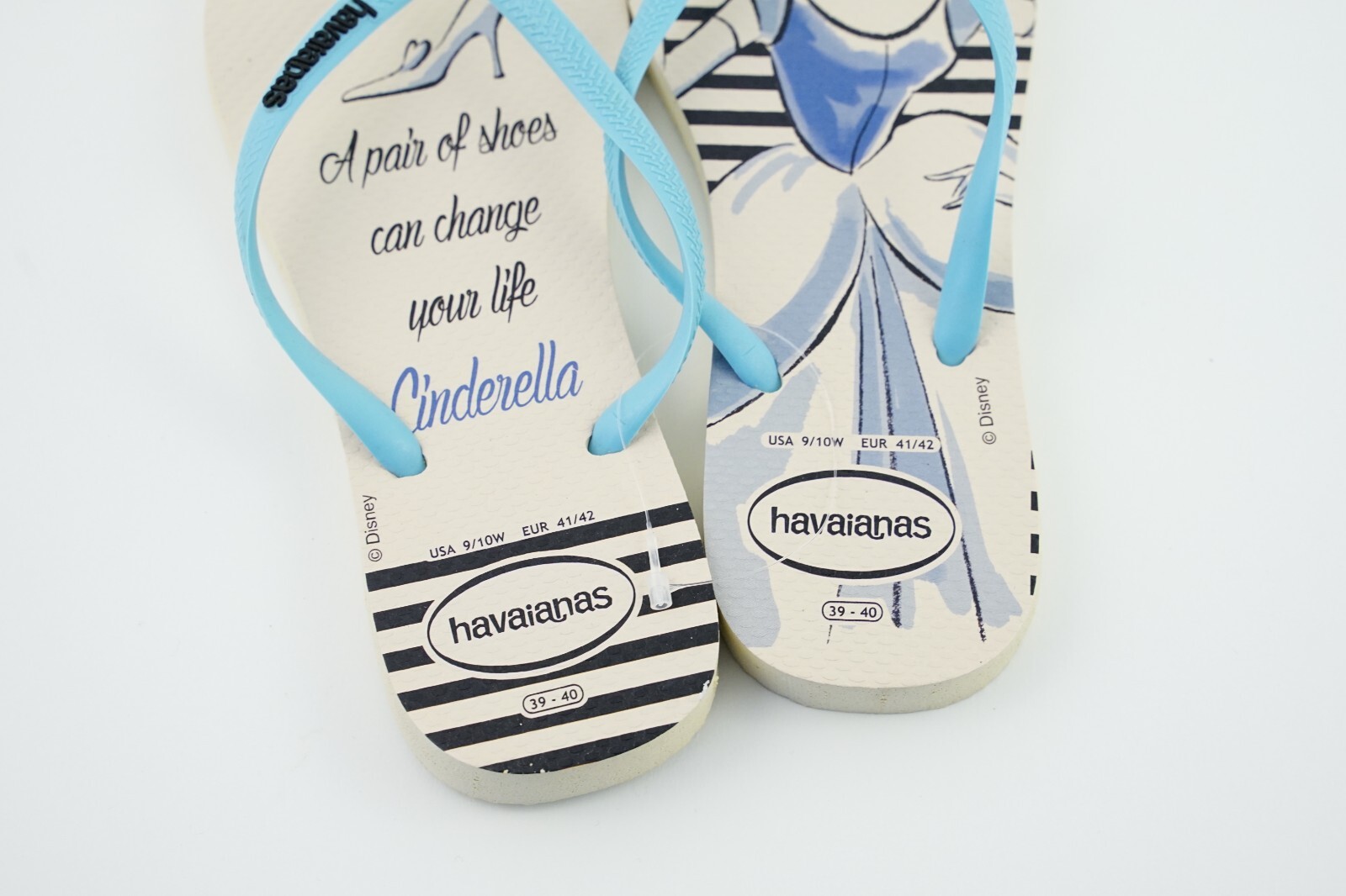 Cinderella Disney NWT! Havaianas Beige/Baby Sky Blue USA 9/10W 8M Sandals 41/42!