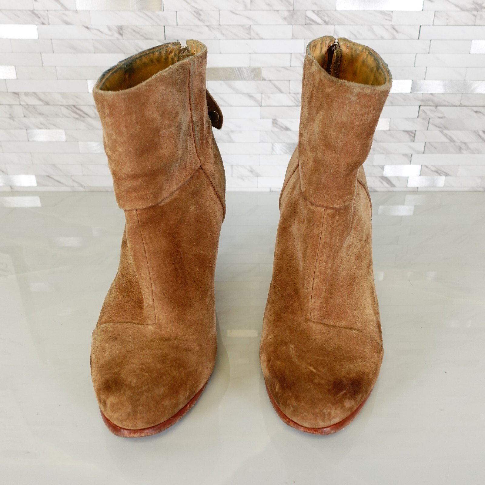 Coastal Cowgirl RAG BONE Boots Womens 6 37 Camel Tan Indie Sleaze Suede Heels