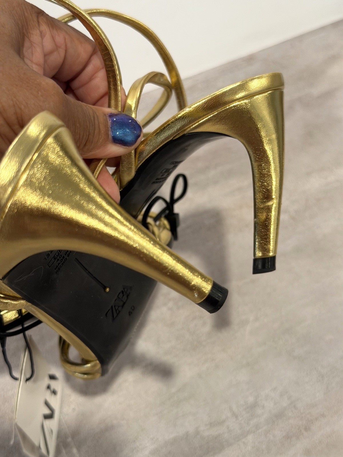 Zara Gold Metallic Heeled Sandals AIRFIT New With Tags Size 40 US 9