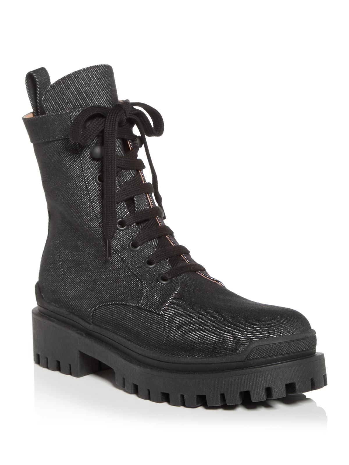 ILIO SMERALDO Womens Black Pull Tab Eyelet Sulcer Toe Block Heel Combat Boots 38