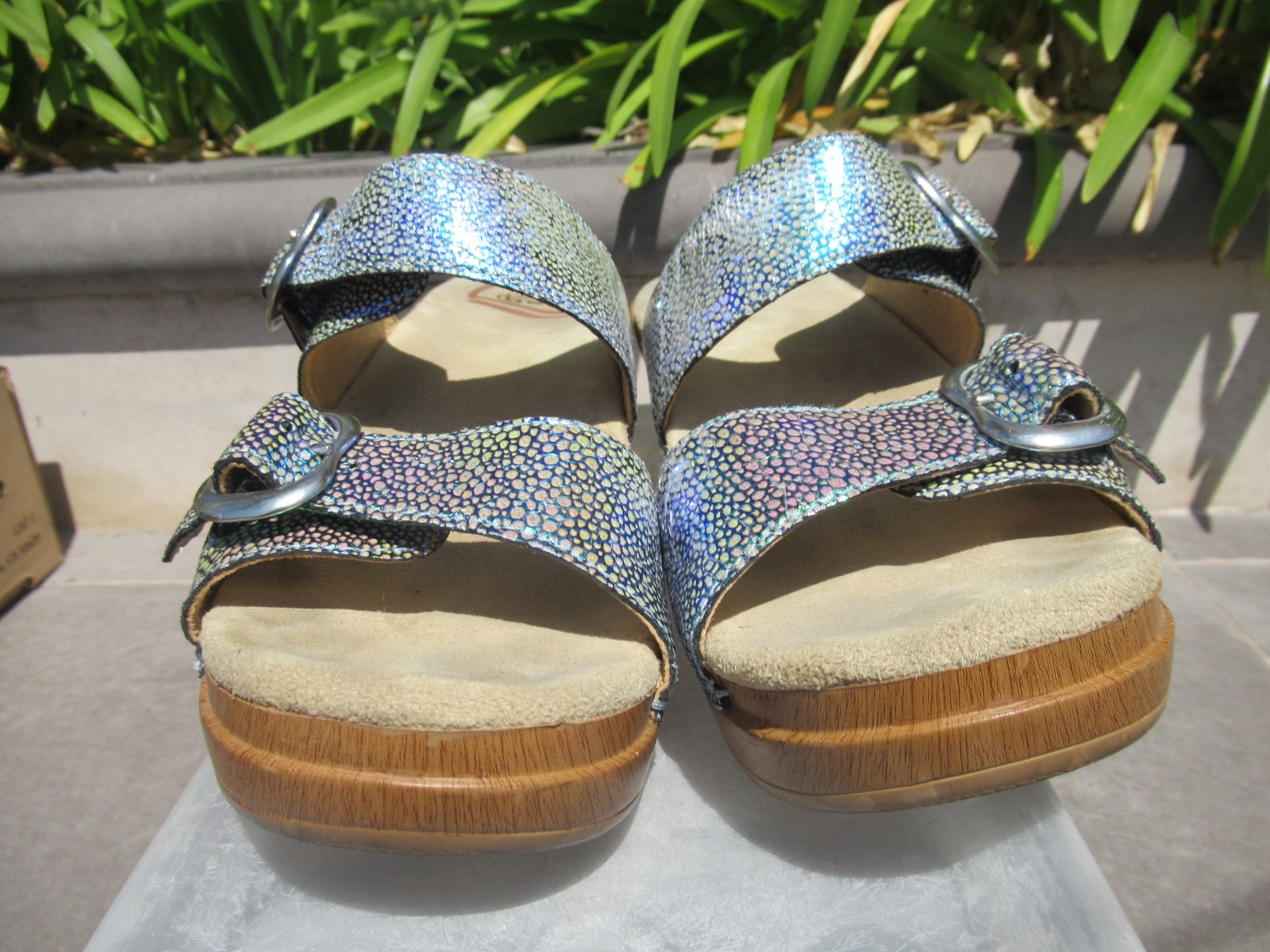 Dansko SOPHIE Iridescent Comfort Sandals Leather Buckle Ankle Strap 38