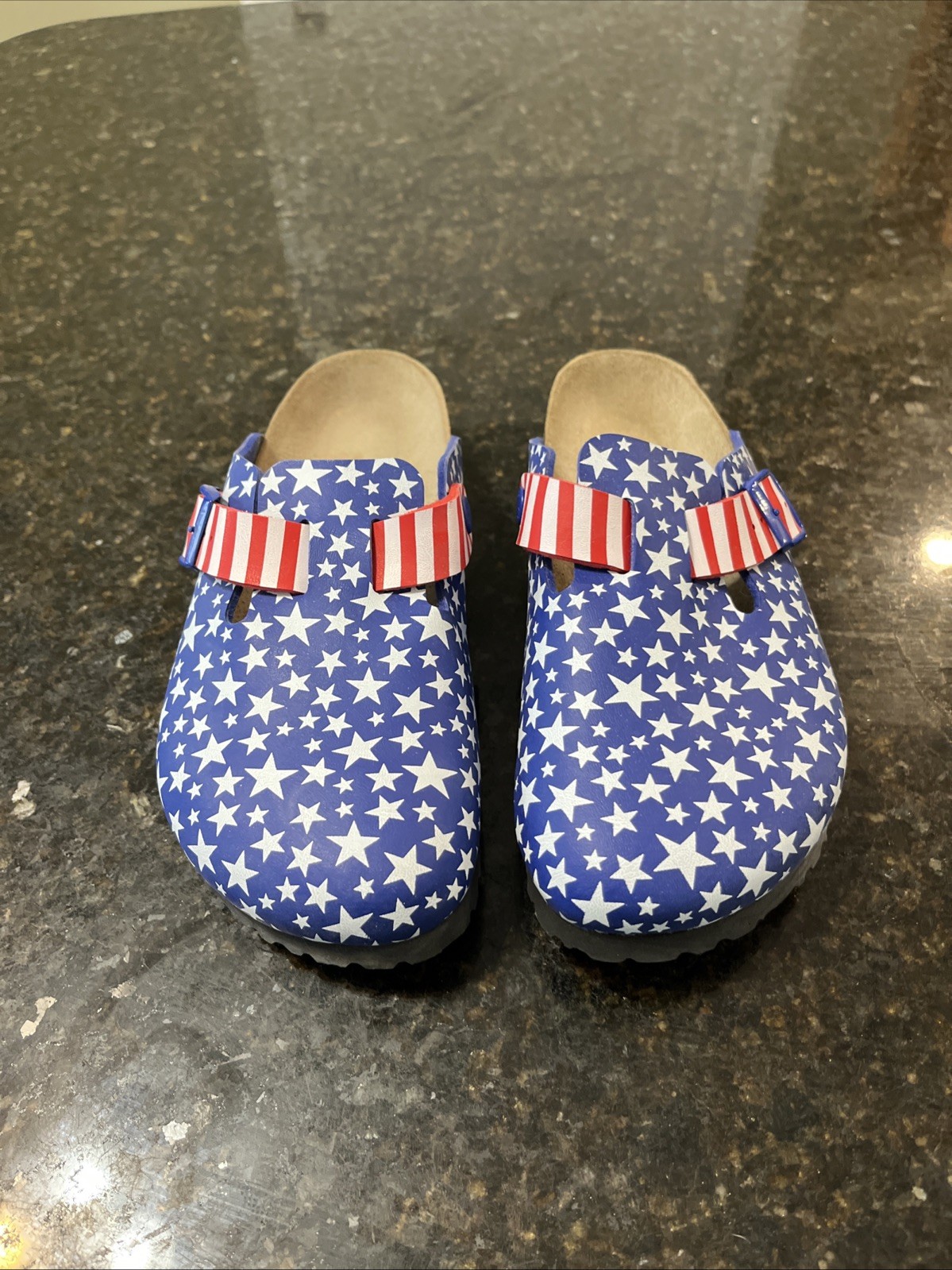 Birki’s Clogs Women 7.5 (38) Stars and Stripes American Flag Red White Blue EUC