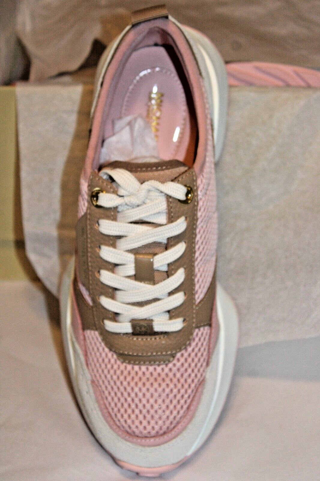 Michael Kors Pink Multi Athletic Shoes Flynn Trainer Oval Air Mesh Size US 6.5 M