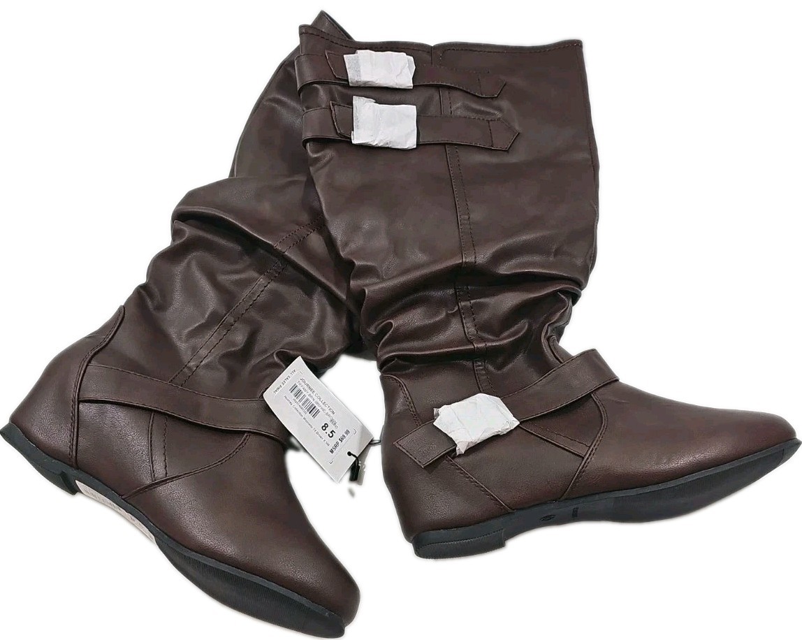 Journee Collection ~Woman Size 8.5M~Tiffany-Brown Knee High Boots NWOB.