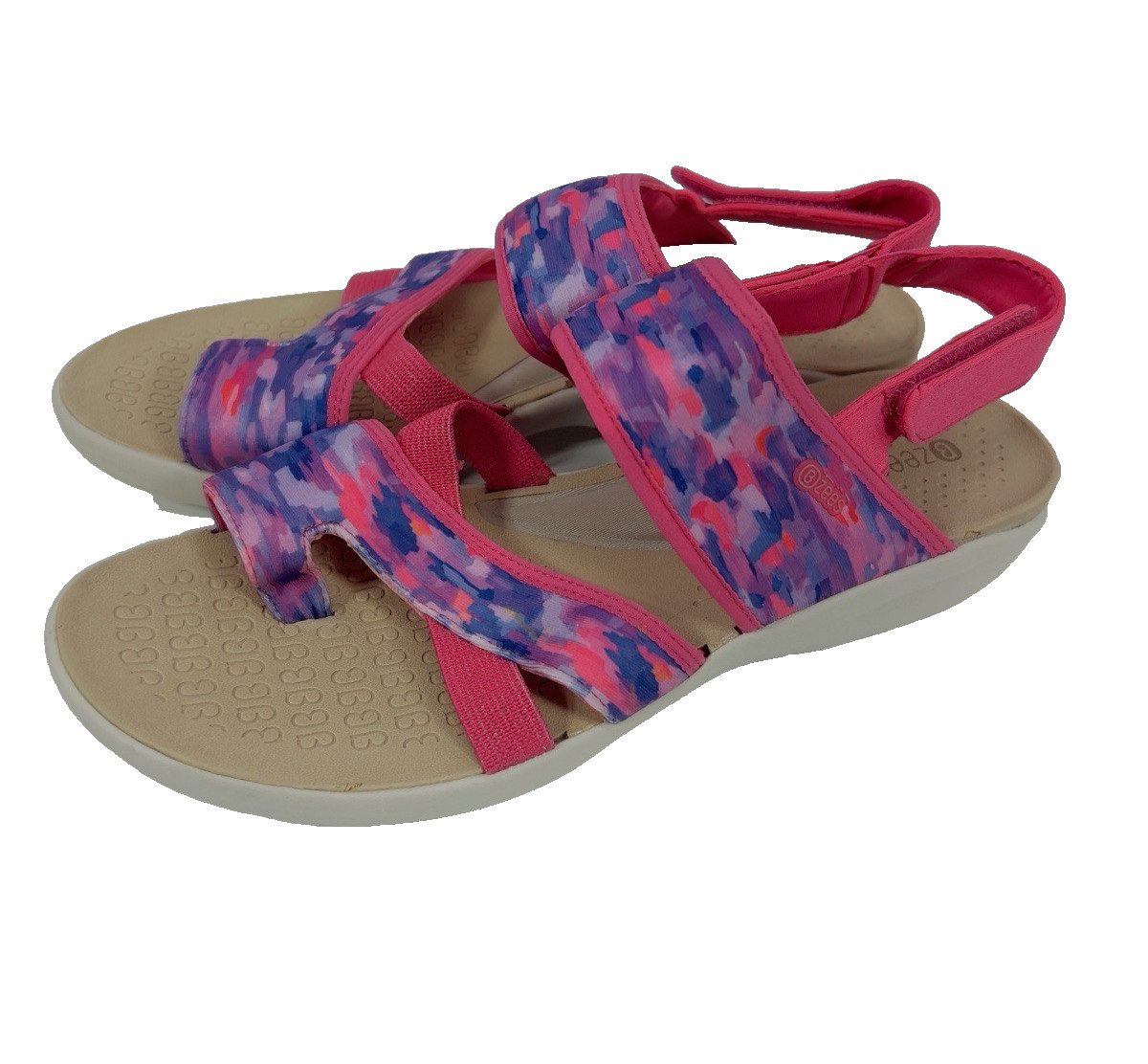 Bzees Sandals Womens 11M CARNIVAL Bright Pink Purple Soft Comfort Summer Shoes