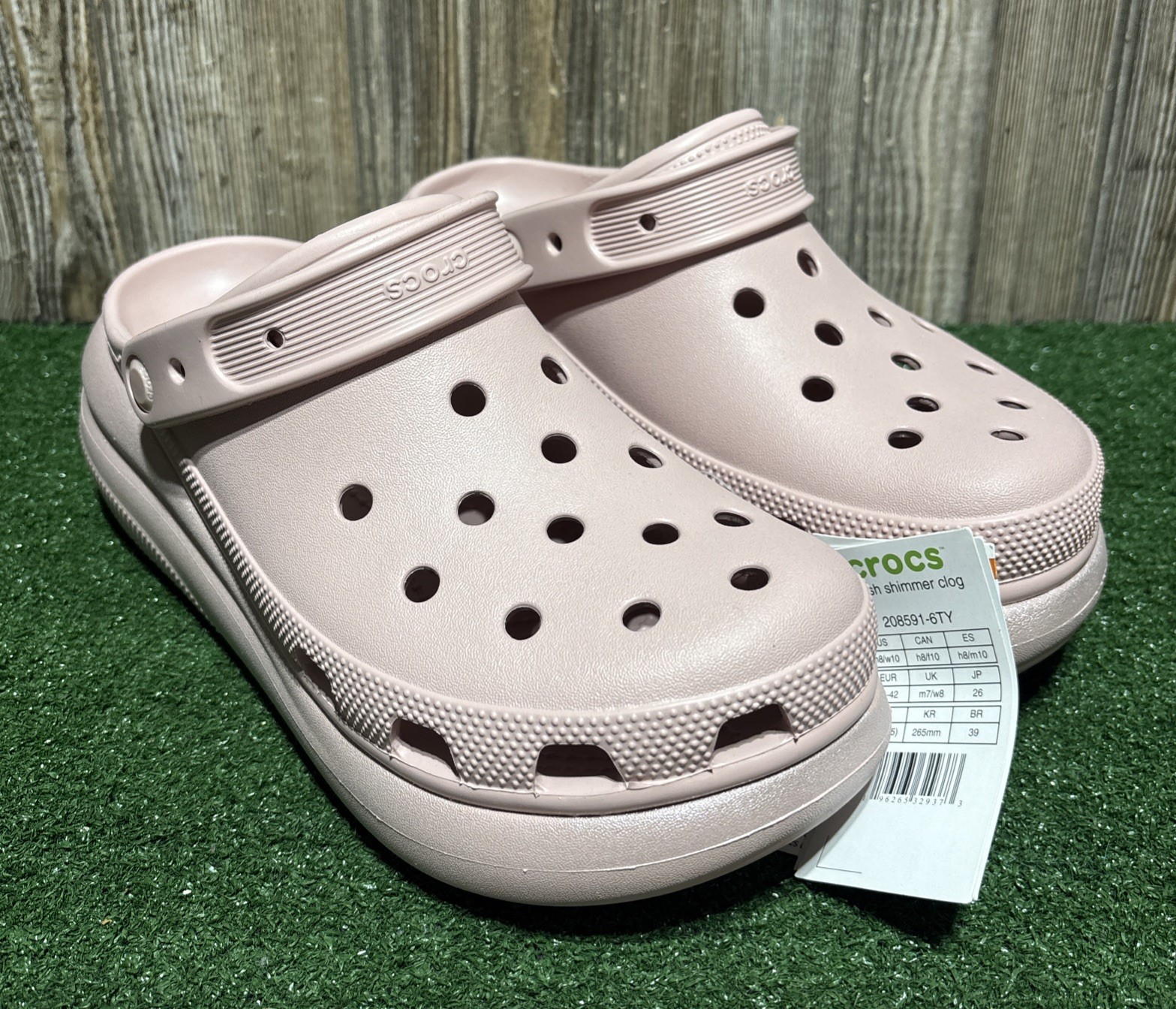 Crocs Classic Crush Pink Shimmer Platform Clog Comfort Slides Size m8/w10 NEW