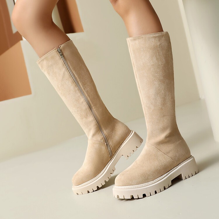 Women’s Faux Leather Mid Calf Knee High Boots Knight Riding Club Western Shoes